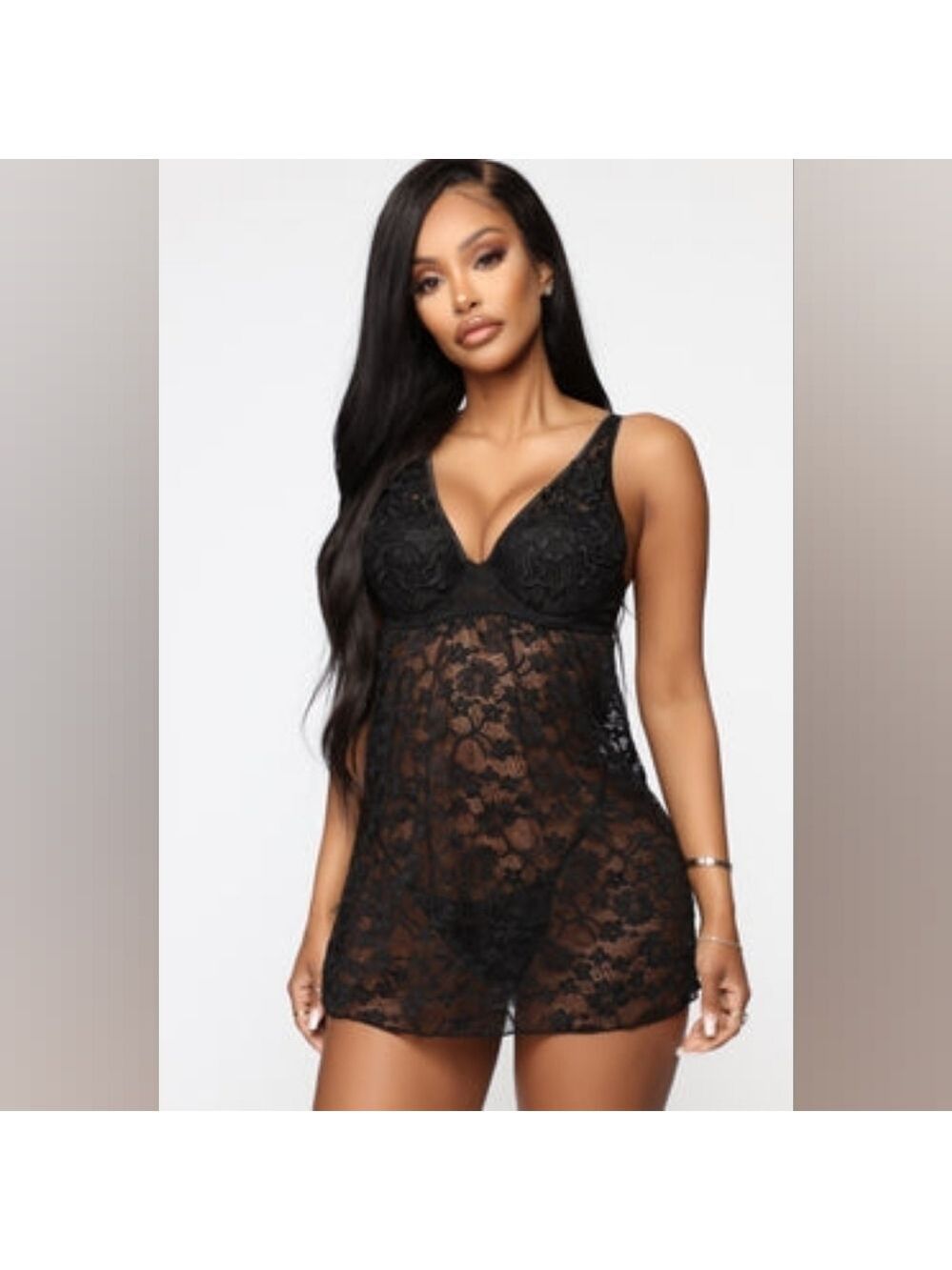 Fashion Nova Keep the Secret Black Lace Babydoll Plus 1X